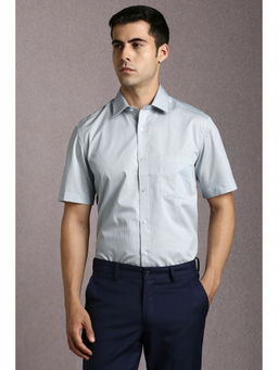 Louis Philippe - Men Light Blue Print Half Sleeves Formal Shirt