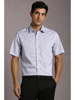 Louis Philippe - Men Light Blue Print Half Sleeves Formal Shirt