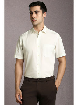 Louis Philippe - Men Off White Solid Half Sleeves Formal Shirt