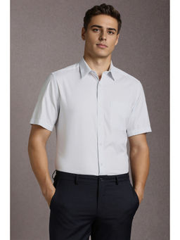 Louis Philippe - Men White Textured Half Sleeves Formal Shirt