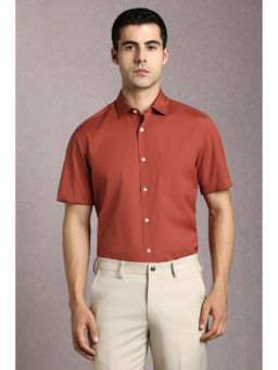 Louis Philippe - Men Rust Solid Half Sleeves Formal Shirt