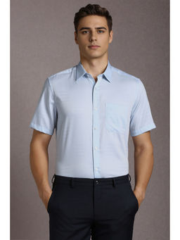 Louis Philippe - Men Light Blue Print Half Sleeves Formal Shirt