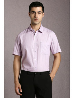 Louis Philippe - Men Lilac Textured Half Sleeves Formal Shirt