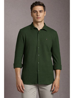 Louis Philippe - Men Green Textured Full Sleeves Casual Shirt