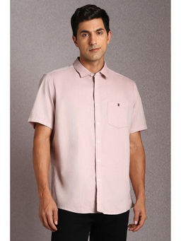 Louis Philippe - Men Pink Textured Half Sleeves Casual Shirt