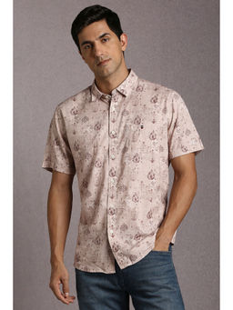 Louis Philippe - Men Beige Print Half Sleeves Casual Shirt
