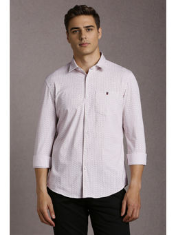 Louis Philippe - Men Pink Print Full Sleeves Casual Shirt