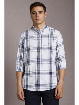 Louis Philippe - Men White Check Full Sleeves Casual Shirt