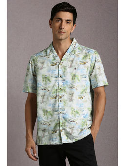 Louis Philippe - Men Green Print Half Sleeves Casual Shirt