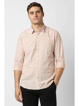 Peter England - Men Beige Print Full Sleeves Casual Shirt