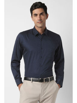 Peter England - Men Navy Full Sleeves Formal Shirt