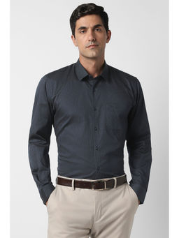 Peter England - Men Navy Full Sleeves Formal Shirt