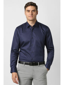 Peter England - Men Navy Full Sleeves Formal Shirt