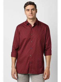 Peter England - Men Maroon Full Sleeves Casual Shirt