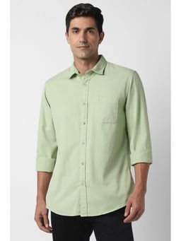 Peter England - Men Green Solid Full Sleeves Casual Shirt