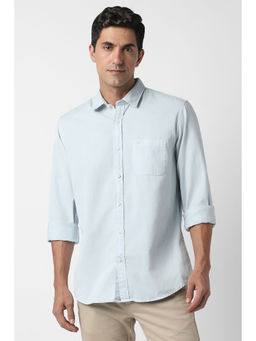 Peter England - Men Light Blue Solid Full Sleeves Casual Shirt