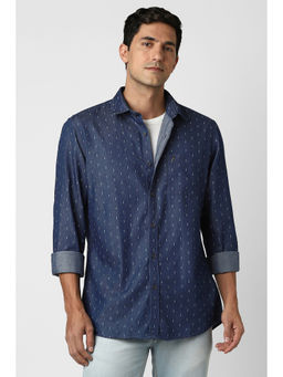 Peter England - Men Blue Print Full Sleeves Casual Shirt