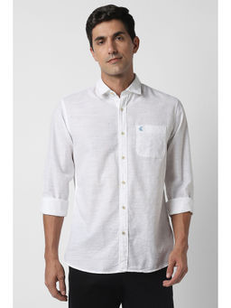 Peter England - Men White Print Full Sleeves Casual Shirt