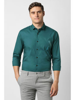 Peter England - Men Teal Full Sleeves Formal Shirt