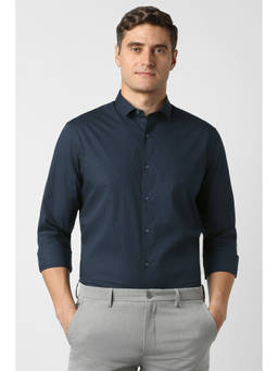 Peter England - Men Navy Full Sleeves Formal Shirt