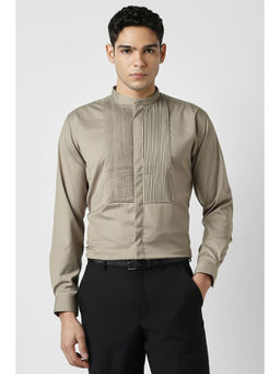 Van Heusen - Men Grey Solid Full Sleeves Party Shirt