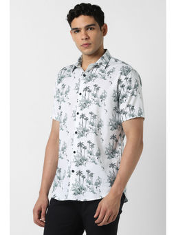 Van Heusen - Men White Print Half Sleeves Shirt