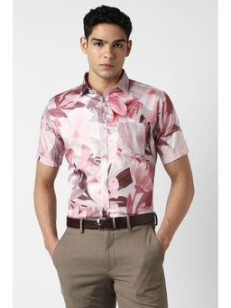 Van Heusen - Men Pink Print Half Sleeves Party Shirt
