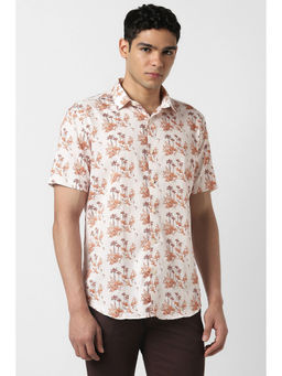 Van Heusen - Men White Print Half Sleeves Shirt