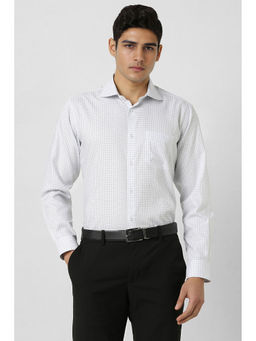 Van Heusen - Men White Check Full Sleeves Formal Shirt