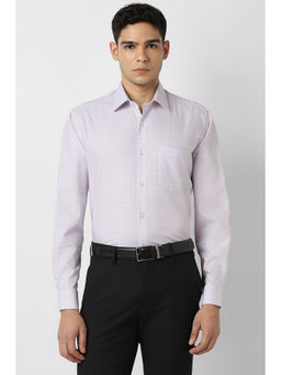 Van Heusen - Men Lilac Check Full Sleeves Formal Shirt