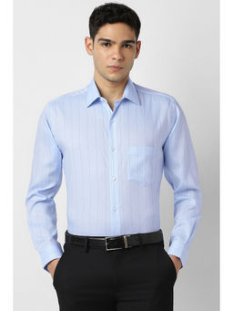 Van Heusen - Men Light Blue Stripe Full Sleeves Wedding Shirt