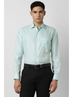 Van Heusen - Men Green Check Full Sleeves Wedding Shirt