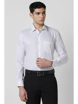 Van Heusen - Men White Stripe Full Sleeves Wedding Shirt