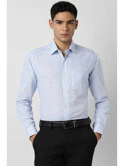Van Heusen - Men Light Blue Print Full Sleeves Formal Shirt
