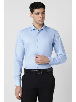 Van Heusen - Men Light Blue Print Full Sleeves Formal Shirt