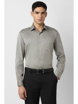 Van Heusen - Men Grey Print Full Sleeves Formal Shirt