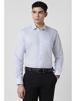 Van Heusen - Men White Print Full Sleeves Formal Shirt