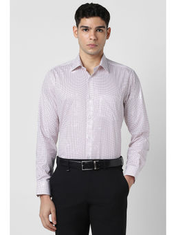 Van Heusen - Men White Print Full Sleeves Formal Shirt