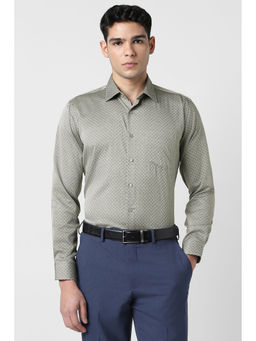 Van Heusen - Men Grey Print Full Sleeves Formal Shirt