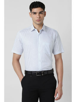 Van Heusen - Men White Print Half Sleeves Formal Shirt