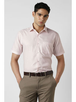 Van Heusen - Men Pink Textured Half Sleeves Wedding Shirt