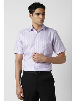 Van Heusen - Men Purple Stripe Half Sleeves Wedding Shirt