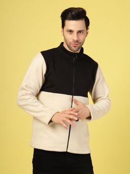 RIGO - Men Ivory Polar Fleece Colorblocked Jacket