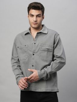 PRONK - Solid Men Shacket - Ash Grey