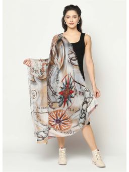 La Vastraa - Multicolour Compass Printed Soft Stole Scarf