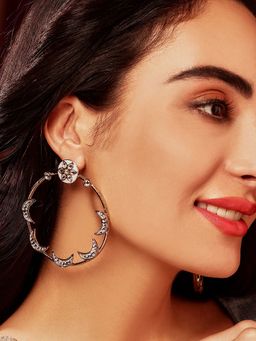 Priyaasi - Floral Chand Design Gold Plated Drop Elegance Earrings