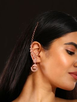 Priyaasi - Floral Elegance Ad Jhumkis Design Rose Gold Plating Earrings