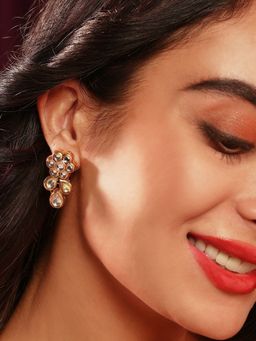Priyaasi - Simple Mini Floral Design Gold Plated Stud Earrings