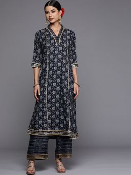Libas - Women Viscose Rayon Blue Floral Printed Kurta