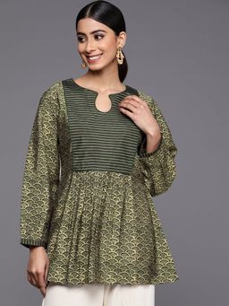 Libas - Women Silk Blend Green Printed Kurti
